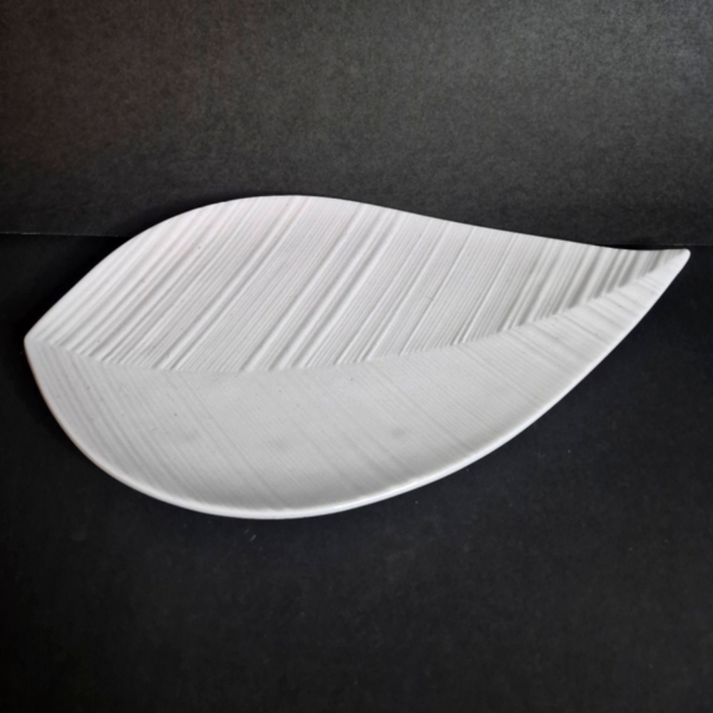 White Leaf-Shaped Decorative Plate By Bowring